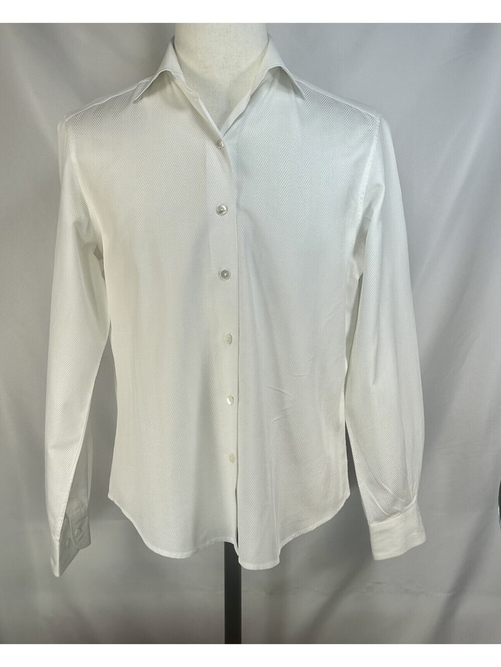 Faconnable 100% Cotton Button Up Dress Shirt White Mens L